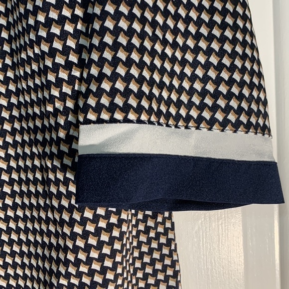 The Limited Petite navy with a white and gold square motif mid-length dress - Picture 3 of 12